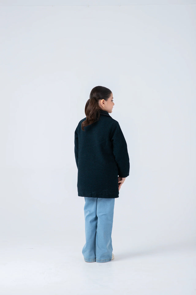 Girls Chic Black Felt Coat