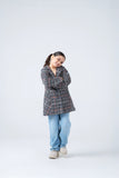 Girls' Grey Checkered Felt Coat