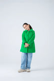 Girls Chic Green Felt Coat