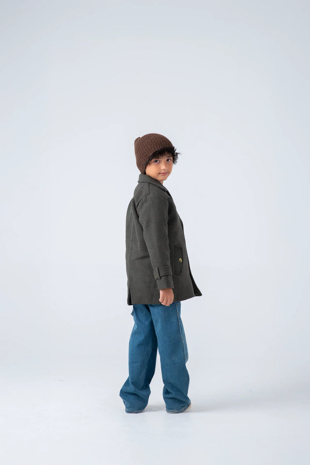 Boys Chic Olive Felt Coat