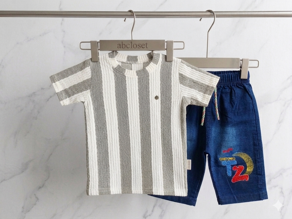 Short Sleeve Seersucker t-shirt and shorts