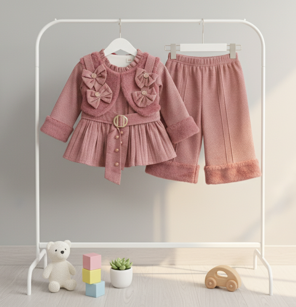Baby Girl Blush Bow Outfit