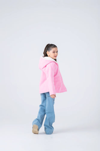 Girls Pink Pebble Felt Coat