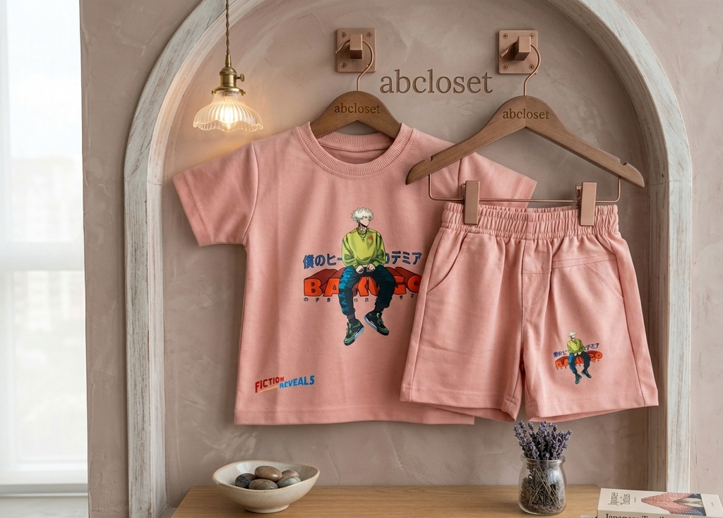 Half sleeve Anime Duo Shirt and shorts set