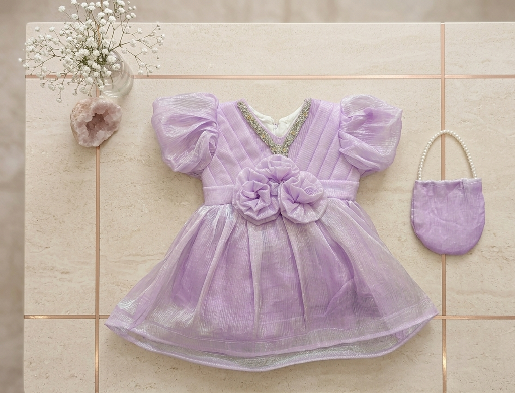 Lavendar Cheesha silk frock
