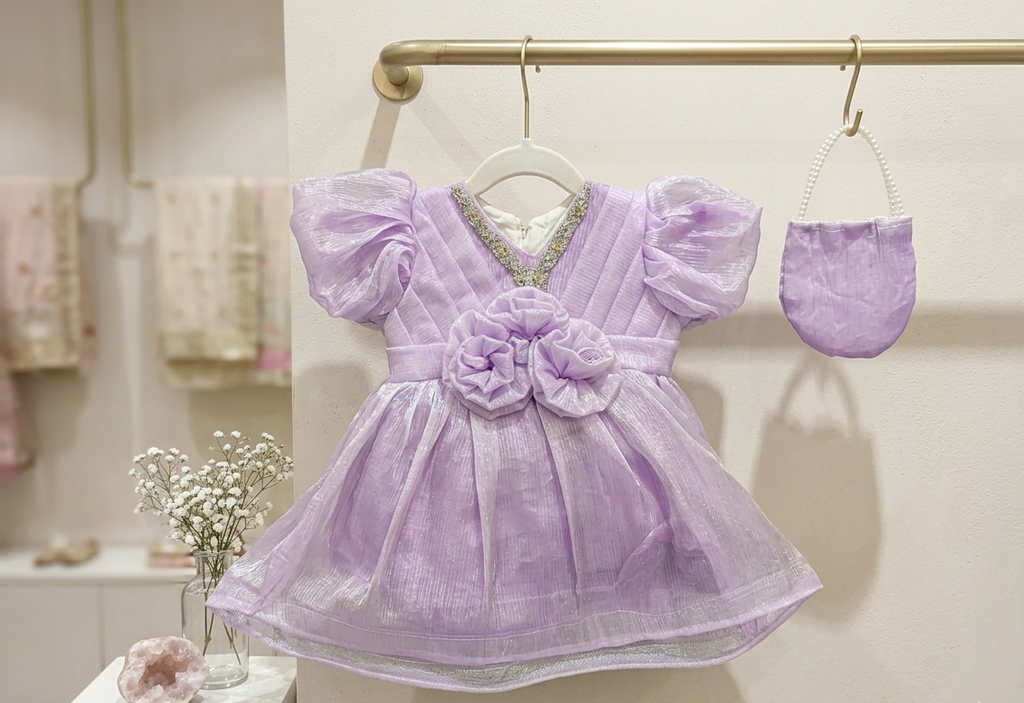 Lavendar Cheesha silk frock