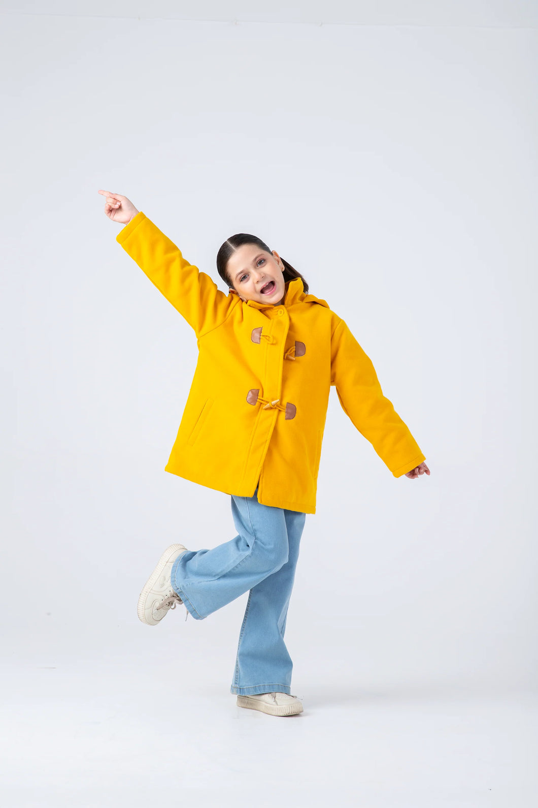 Girls Mustard Felt Coat