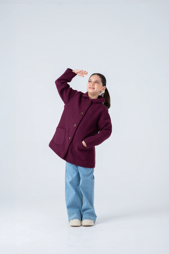 Girls' Maroon Felt Coat