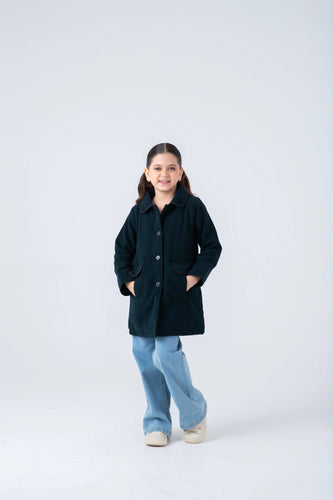 Girls Chic Black Felt Coat