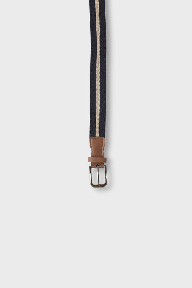 Boys Navy & Beige Striped Belt