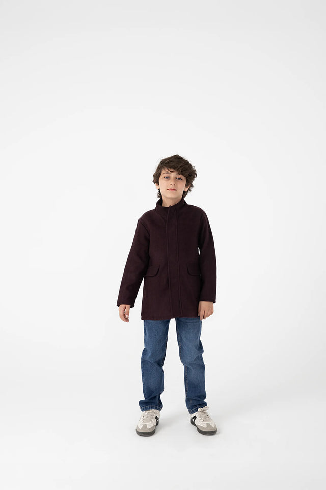 Boys Burgundy Felt Coat