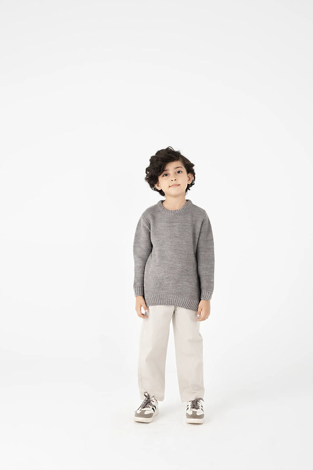 Boys Grey Grid Sweater