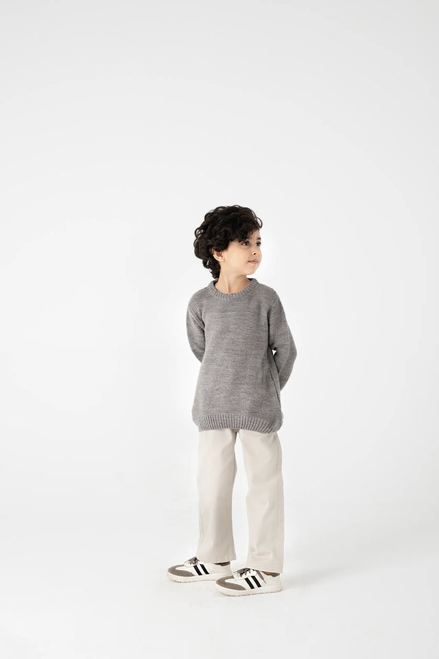 Boys Grey Grid Sweater
