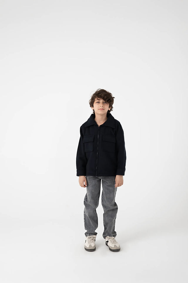 Black Bold Boys Felt Jacket