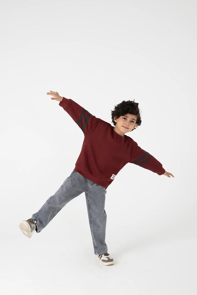 Boys Burgundy Bolt Fleece Sweatshirt