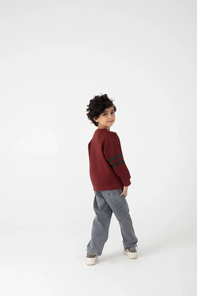 Boys Burgundy Bolt Fleece Sweatshirt
