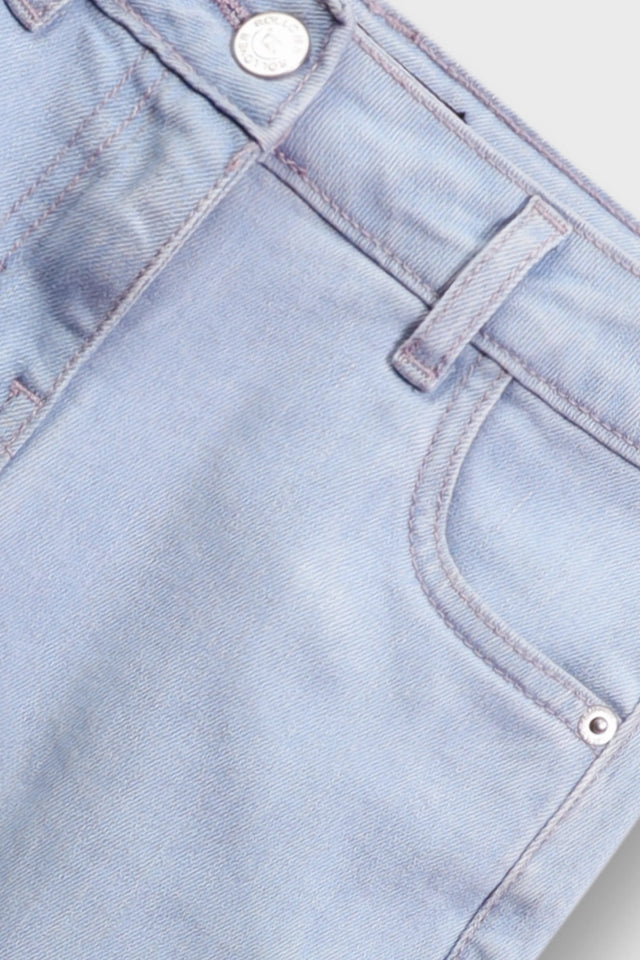 Girls Light Blue Wide-Leg Jeans