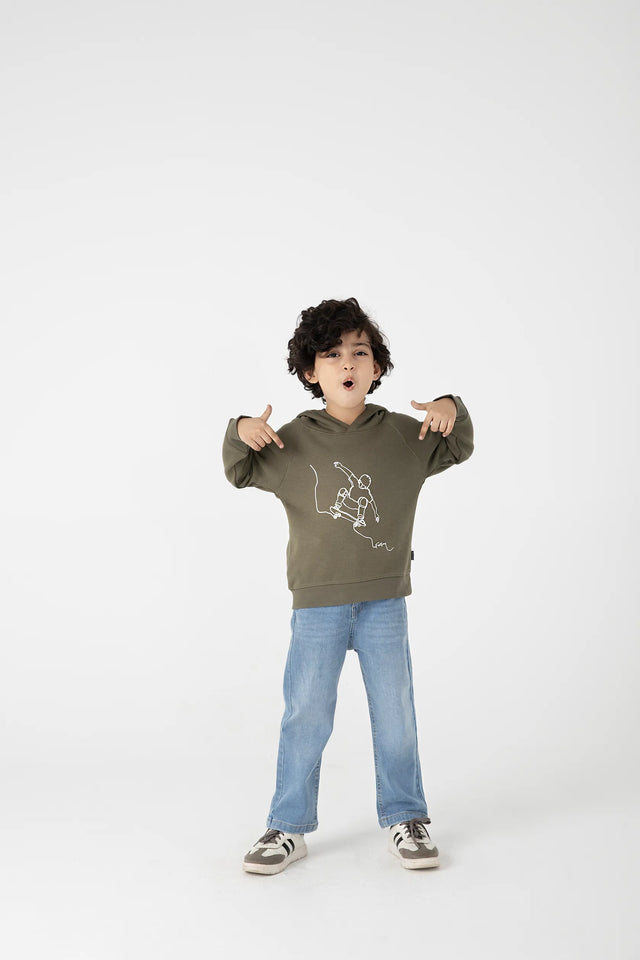 Boys Olive Skater Vibe Fleece Hoodie