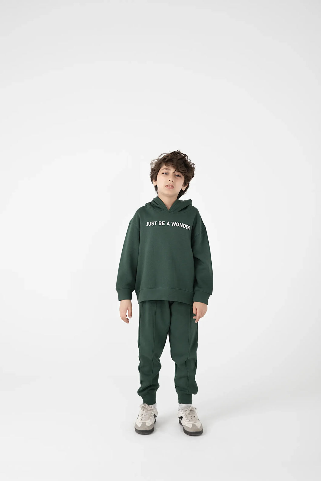 Boys Cozy Dark Green Hoodie Set