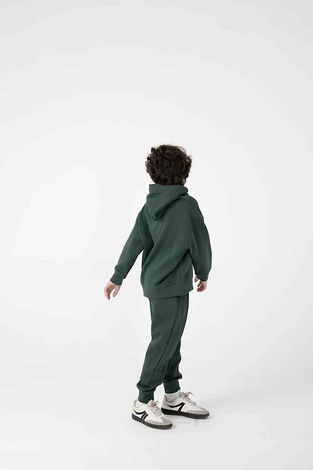 Boys Cozy Dark Green Hoodie Set