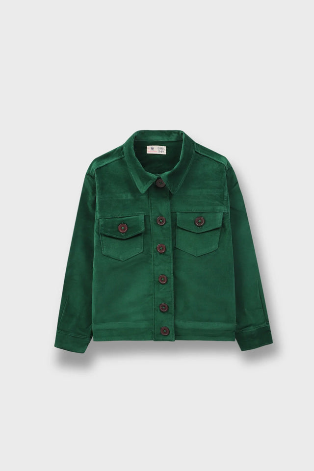 Girls Green Corduroy Jacket