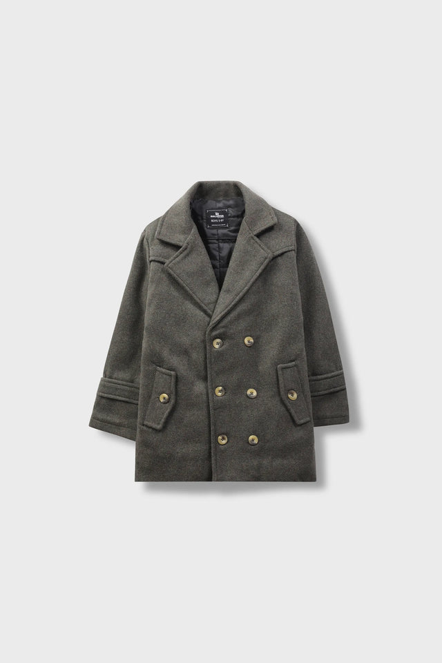 Boys Chic Olive Felt Coat