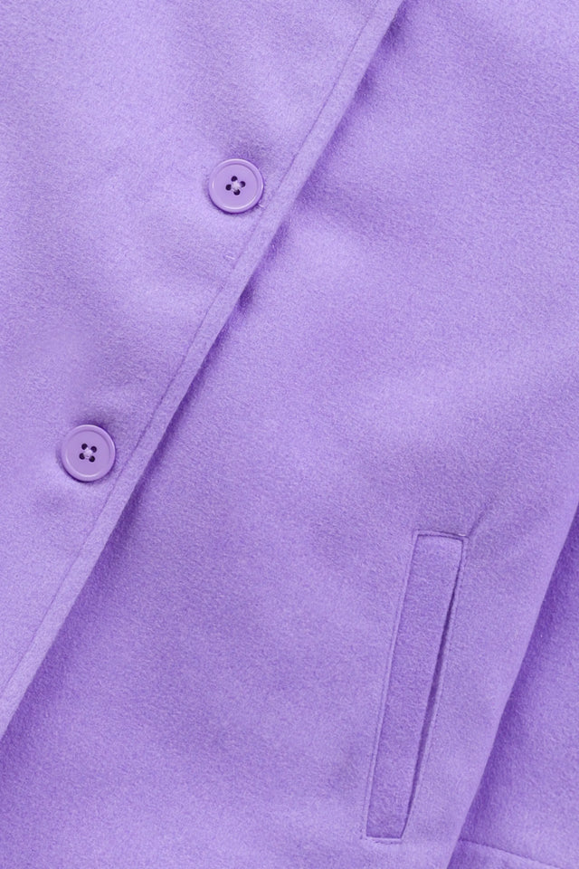 Girls Purple Hooded Felt Coat