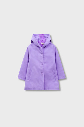 Girls Purple Hooded Felt Coat