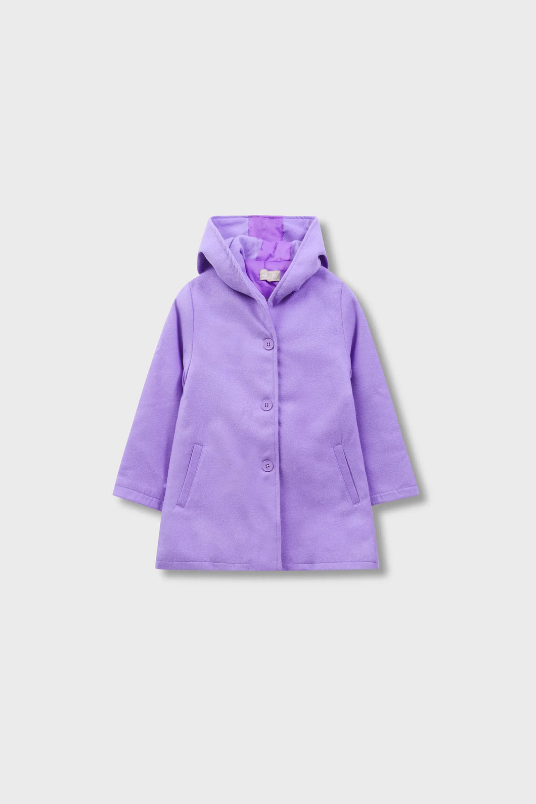 Girls Purple Hooded Felt Coat