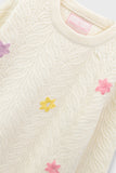 Creamy Floral Girls Sweater