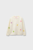 Creamy Floral Girls Sweater