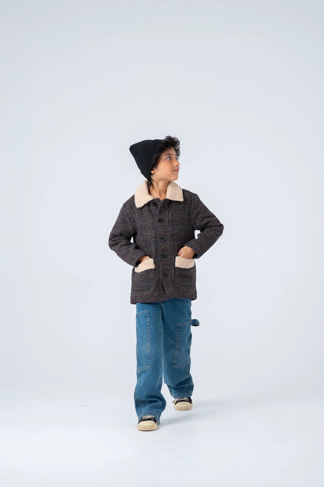 Boys Dark Brown Felt Jacket