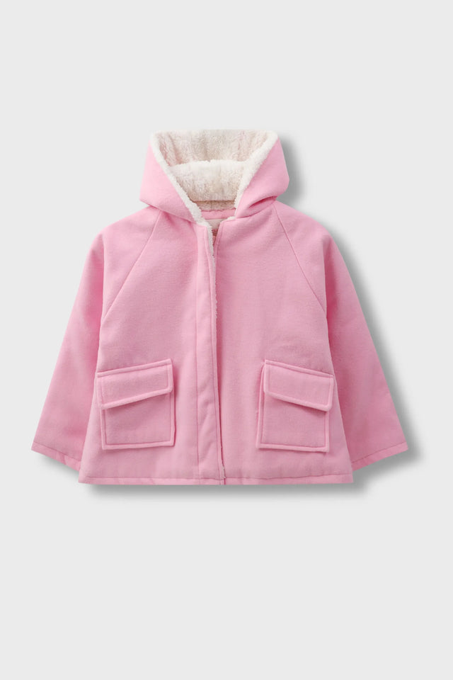 Girls Pink Pebble Felt Coat