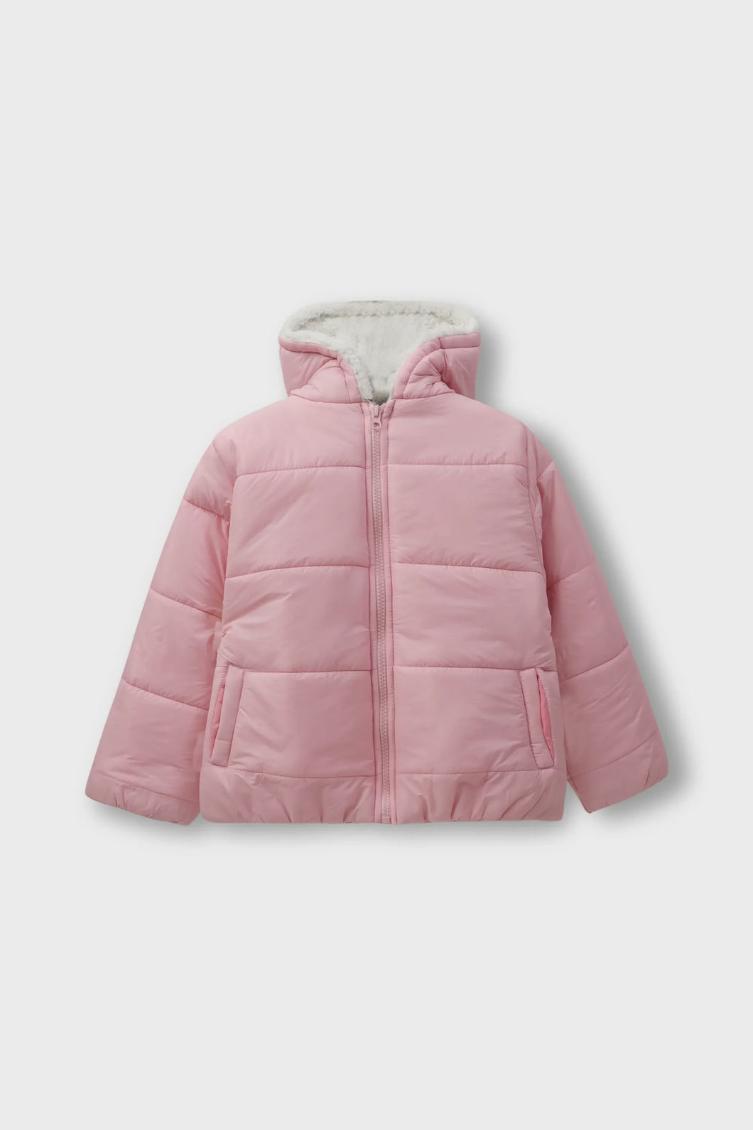 Girls Cozy Pink Puffer Jacket