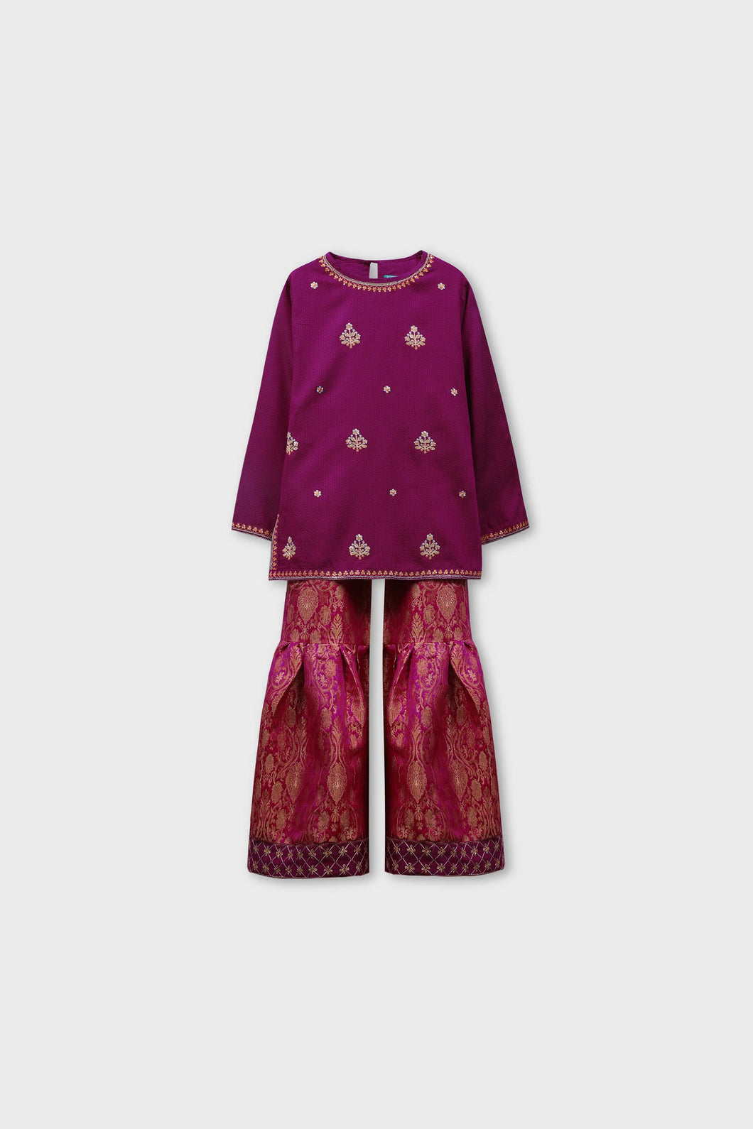 Hot Pink Shimmery Gharara Set - 2pc