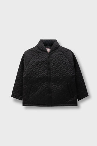 Girls Coal Black Quilted Jacket