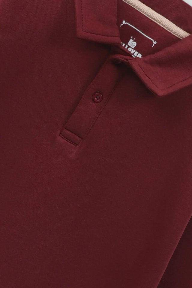 Boys Crimson Fleece Collared Sweatshirt