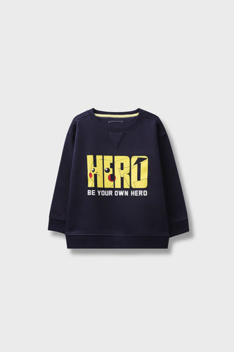 Boys Navy “HERO” Fleece Sweatshirt