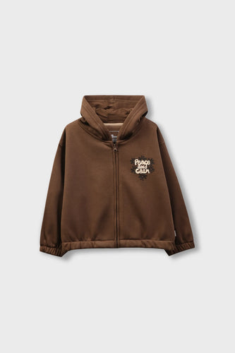 Girls Cocoa Cropped Fleece Hoodie