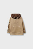 Boys Beige & Brown Fleece Hoodie
