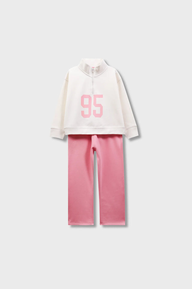 Girls White Mock Neck Fleece Set