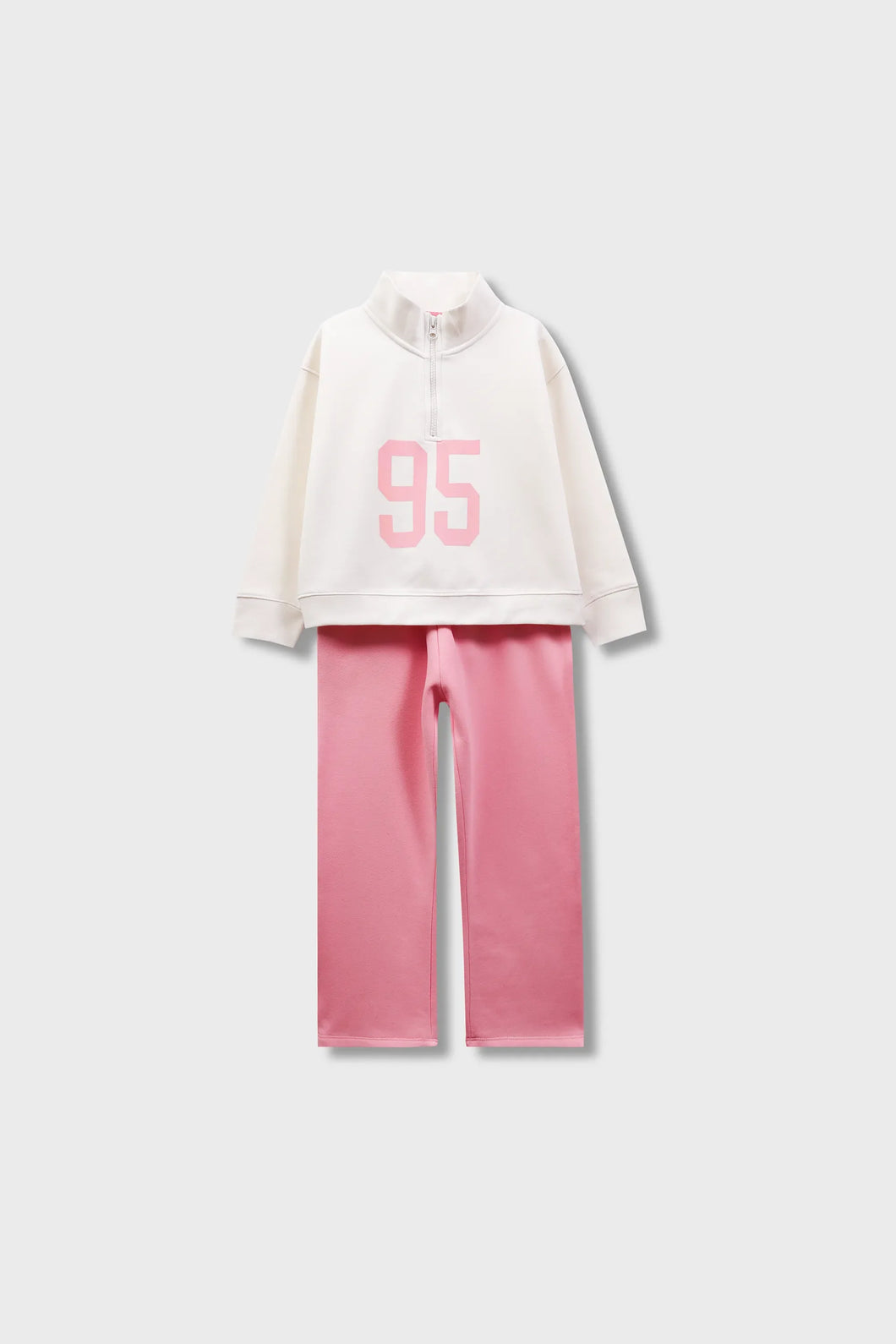 Girls White Mock Neck Fleece Set