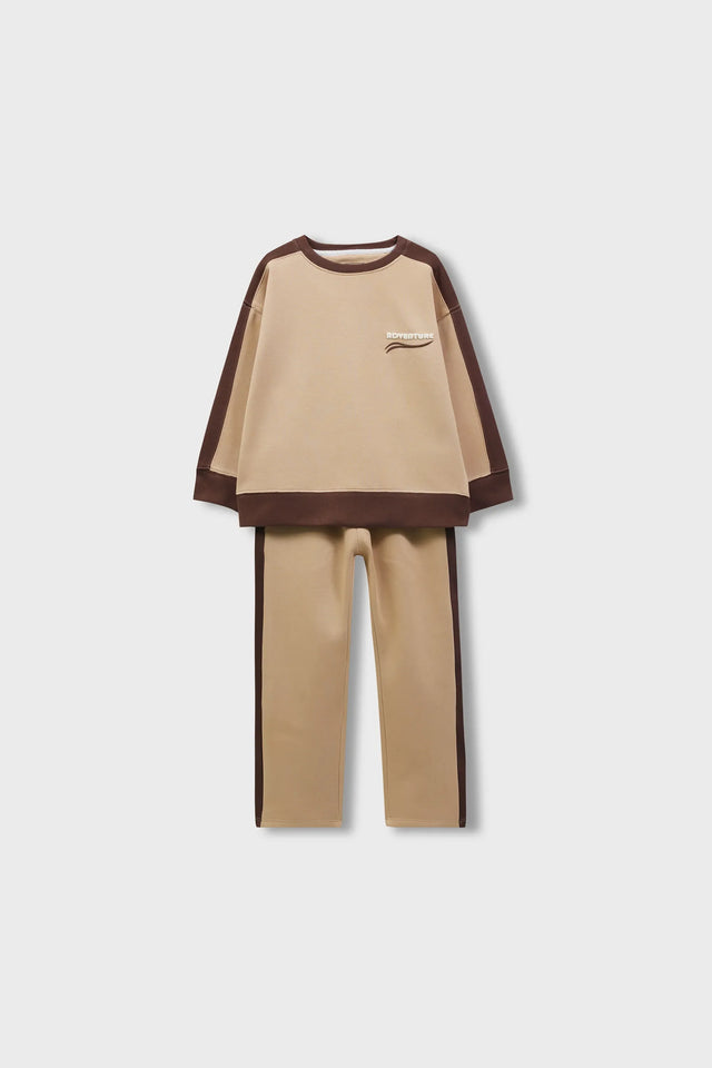 Boys Beige Fleece Co-Ord Set