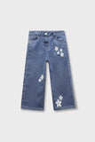 Girls Floral Wide-Leg Jeans