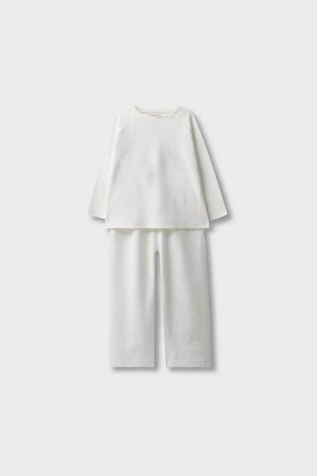 Girls White Textured Waffle Co-Ord Set