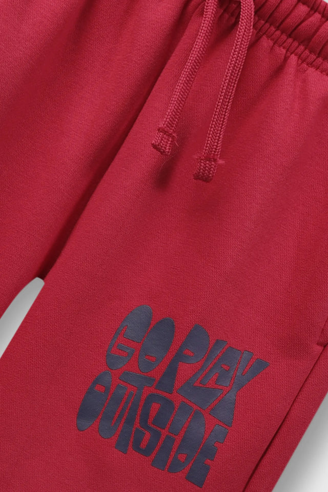 Girls Red Wide-Leg Fleece Trouser