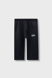 Girls Black Fleece Wide-Leg Trousers