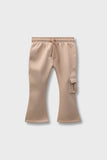 Girls Beige Fleece Bell-Bottom Trouser